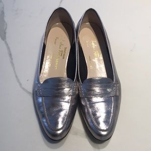 Ferragamo boutique silver loafer. Super cute!